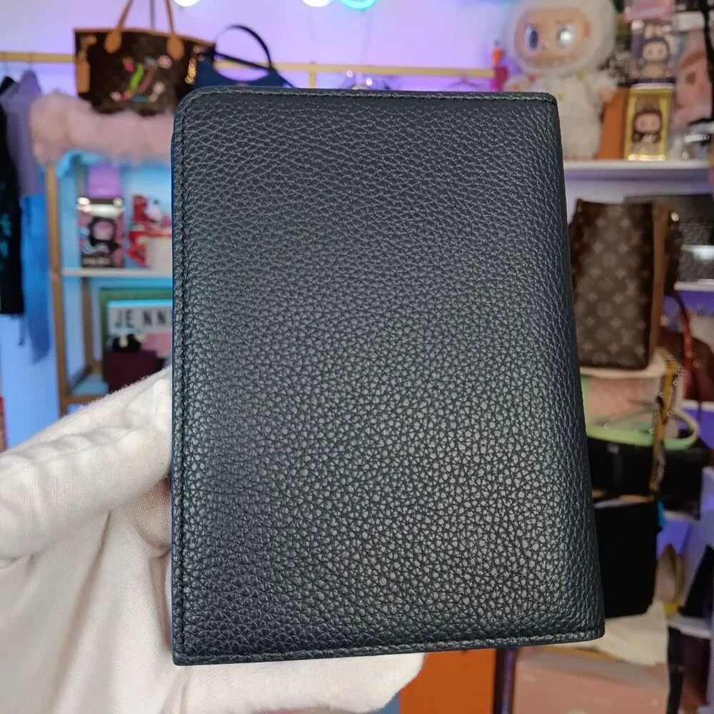 Dior Dark Blue Black Leather Passport Holder Wallet Men’s